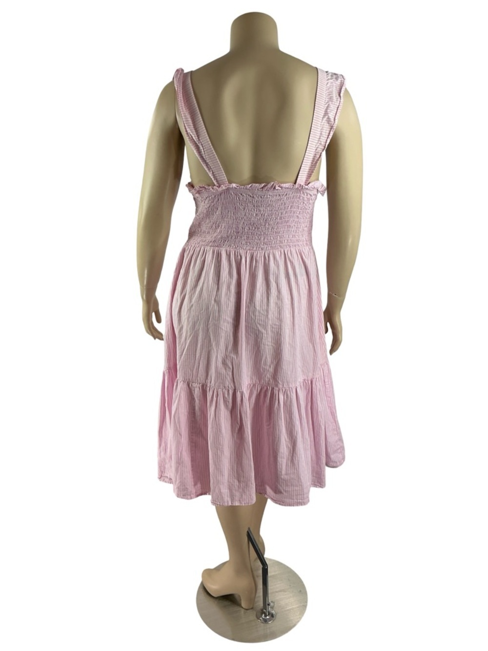 ELOQUII Pink Striped Smocked Midi Sundress Coquette Size 18/20 - Picture 5 of 7
